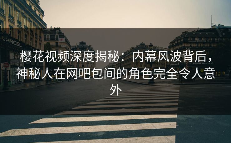 樱花视频深度揭秘：内幕风波背后，神秘人在网吧包间的角色完全令人意外